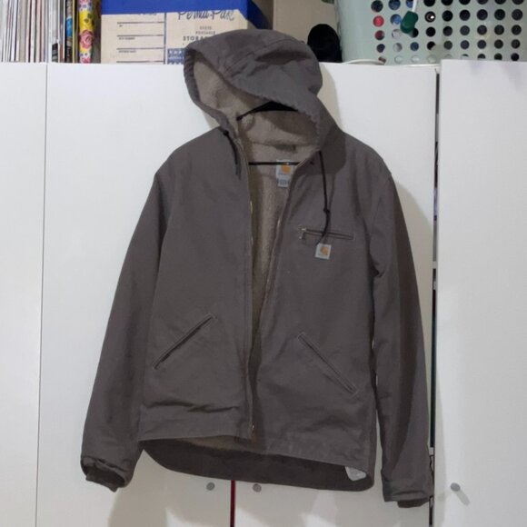 Carhartt Women's Sherpa Lined Sandstone Sierra Jacket in Taupe Gray - Picture 4 of 17